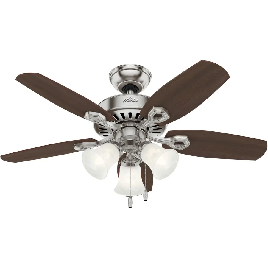 

42 inch Indoor Ceiling Fan with Built-in LED Lights for Bedroom or Living Room Decor 5 Blade Design with Pull Chain Operation S