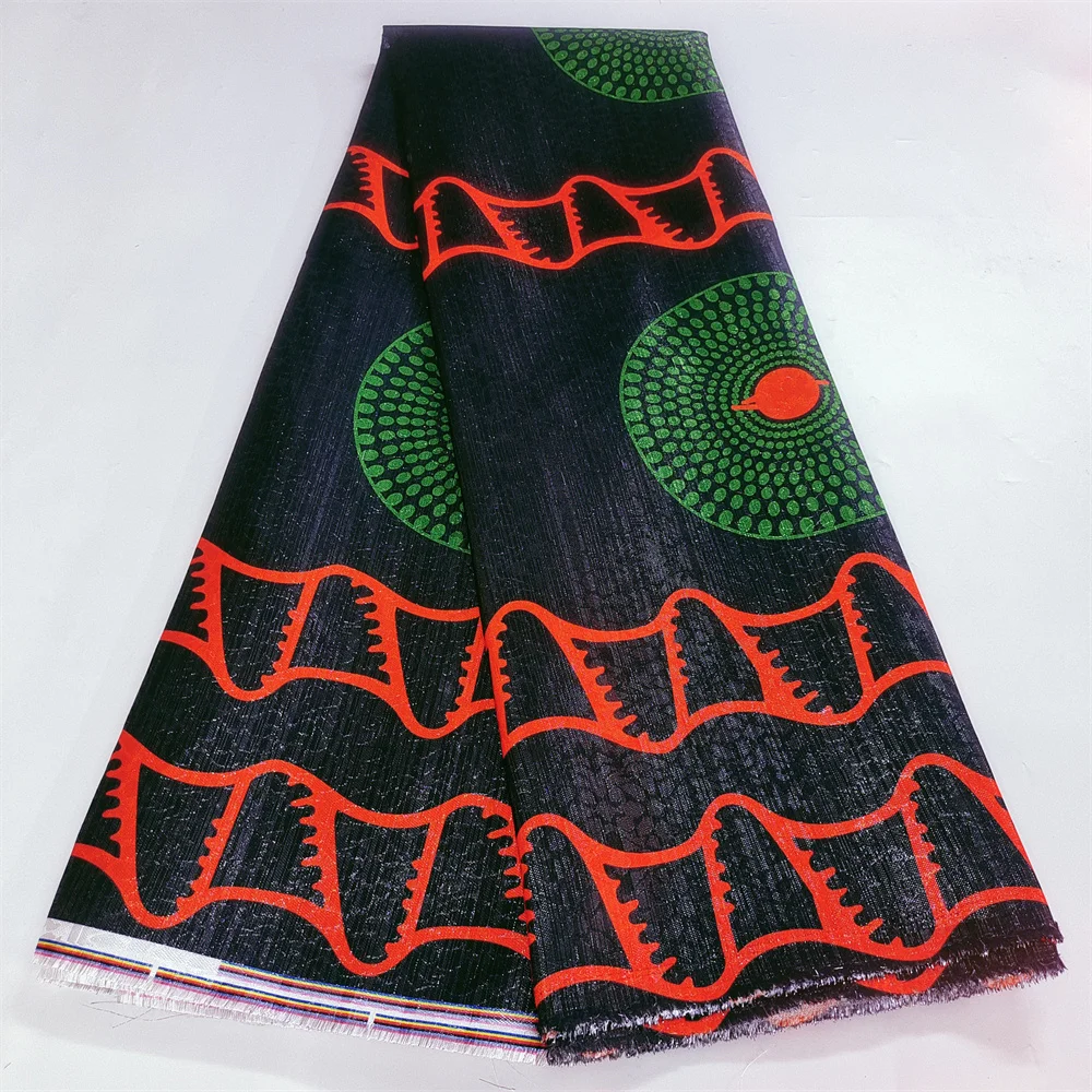2024 Fashion Orange African Gild Silk Jacquards Lace Fabric High Quality French Brocade Lace Fabric 5Yards for Dress P802-2
