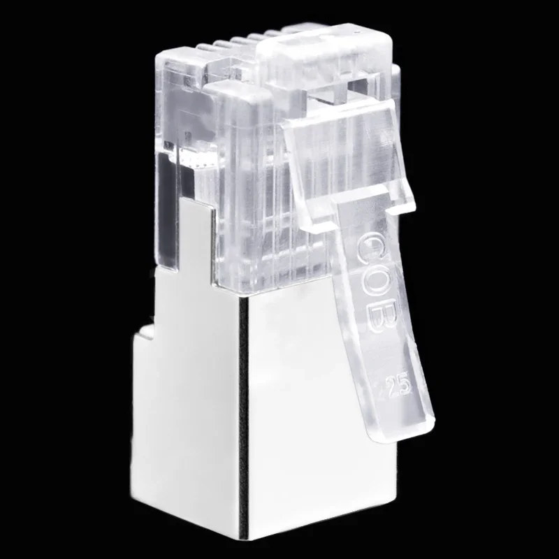 CNCOB 100 قطعة RJ11 RJ12 6P6C جسم طويل، موصل خط هاتف FTP 6 رأس كريستالي للهاتف الأساسية، درع توصيل معياري مطلي بالذهب