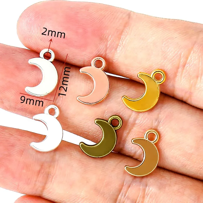 50pcs mini moon charm for Earring necklace Pendants Jewelry Making DIY Handmade Craft 12X9mm