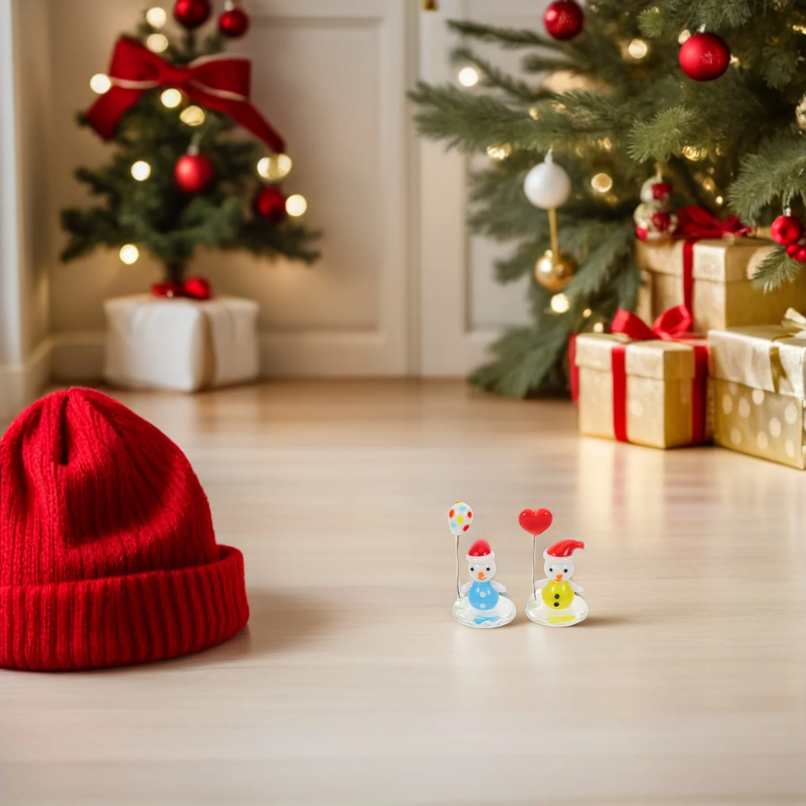 

2Pcs Christmas Snowman Glass Balloon Ornaments Festive Desktop Tabletop Decorations Holiday Craft Decors Snowman Glass Ornaments