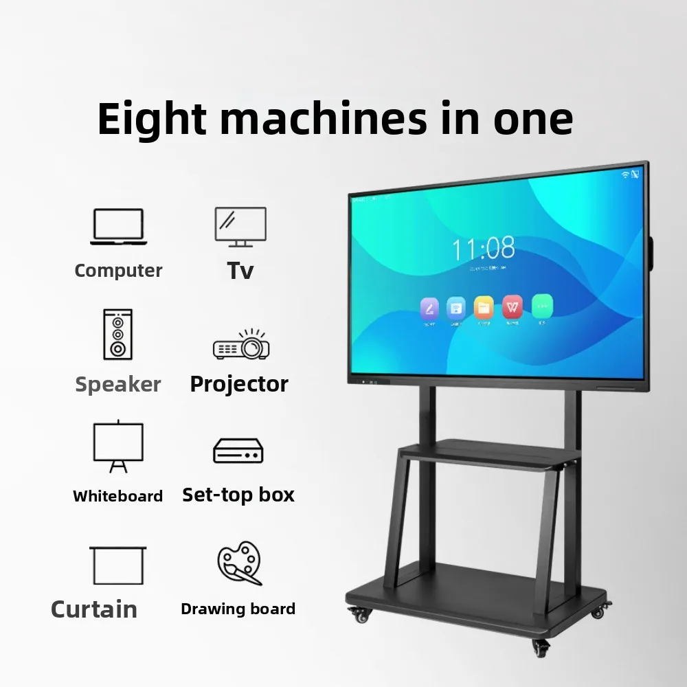 سبورة بيضاء تفاعلية تعمل باللمس 4K مقاس 65 بوصة، نظام التشغيل المزدوج Android 13 وWindows، 4+32GB، للفصول الدراسية الذكية واجتماعات المؤتمرات