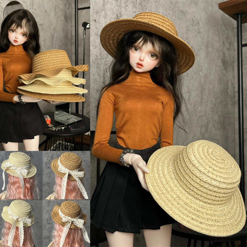 D09-P105 children handmade toy 1/6 1/4 MSD 1/3 DD BJD Doll Accessories Art Retro Countryside Style Straw Hat 1pcs