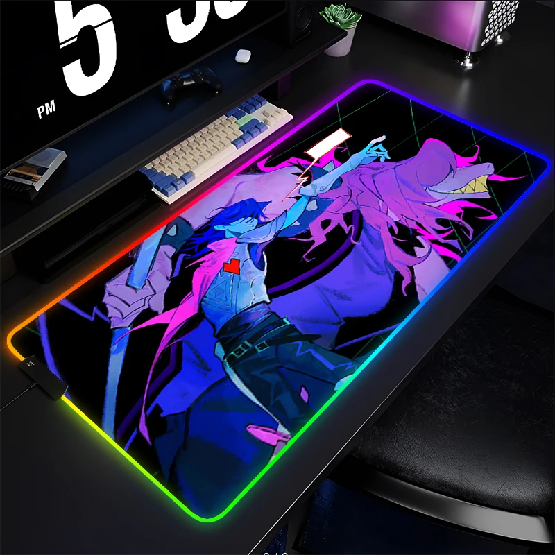 

RGB Mouse Pad Gamer PC Computer Pixel Game Desk Mat LED Laptop D-deltarune Kawaii Keyboard Pad Anime Gaming Accessories Mousepad