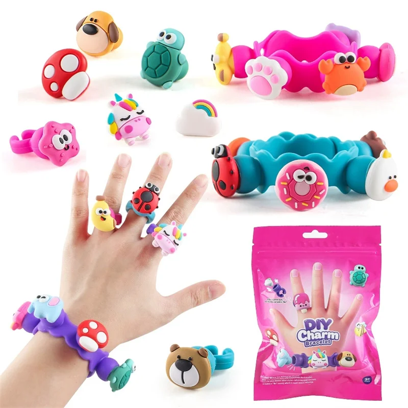 Jewelry Making Kit 3D Magic DIY Jewel Rings Creative Handmade Animals Bracelet Craft Box Set for Girls Xmas Birthday Gifts