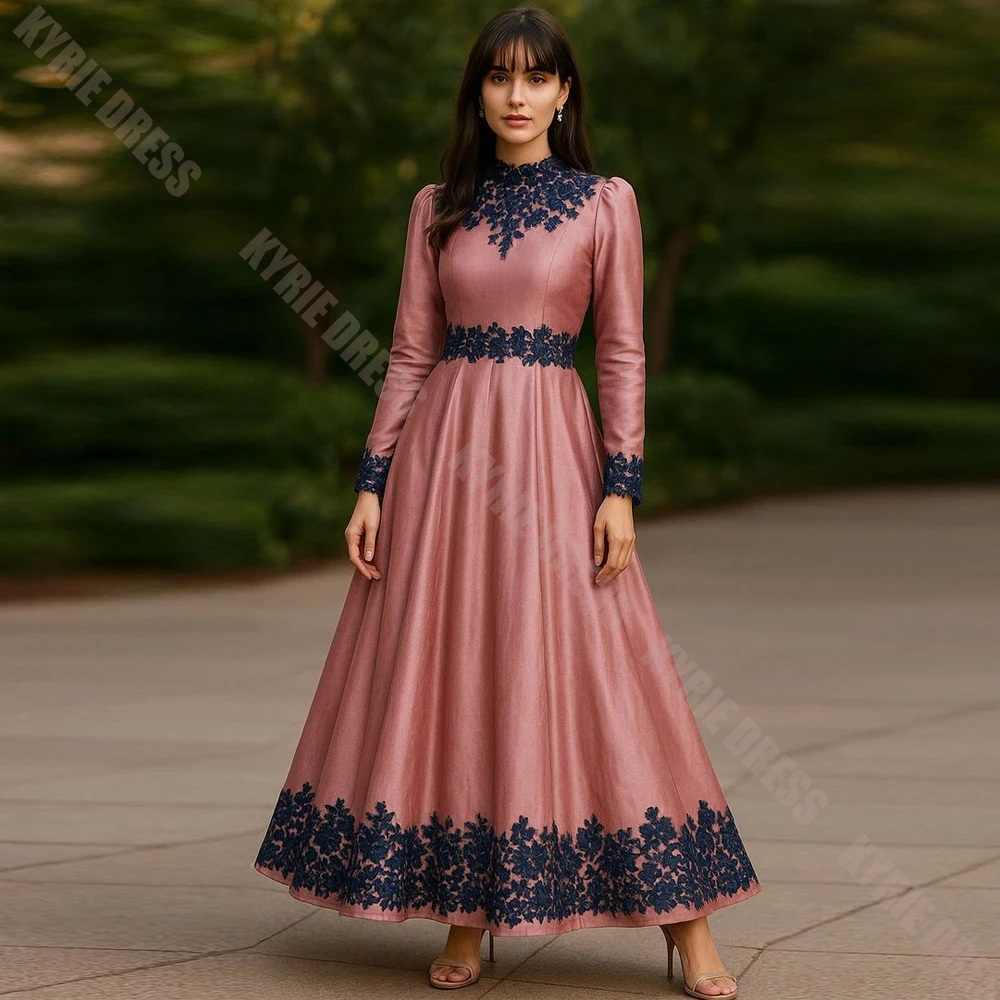 Customzied Mother of The Bride Dress Vintage Full Sleeves High Neck Lace Applique Women A Line Wedding Guest Gowns Evening Dress