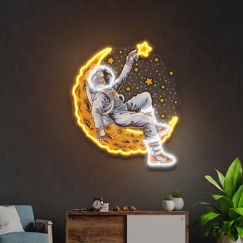 Letrero de neón personalizado con astronauta espacial, letreros Led con nombre personalizado, decoración de pared de dormitorio para regalo de