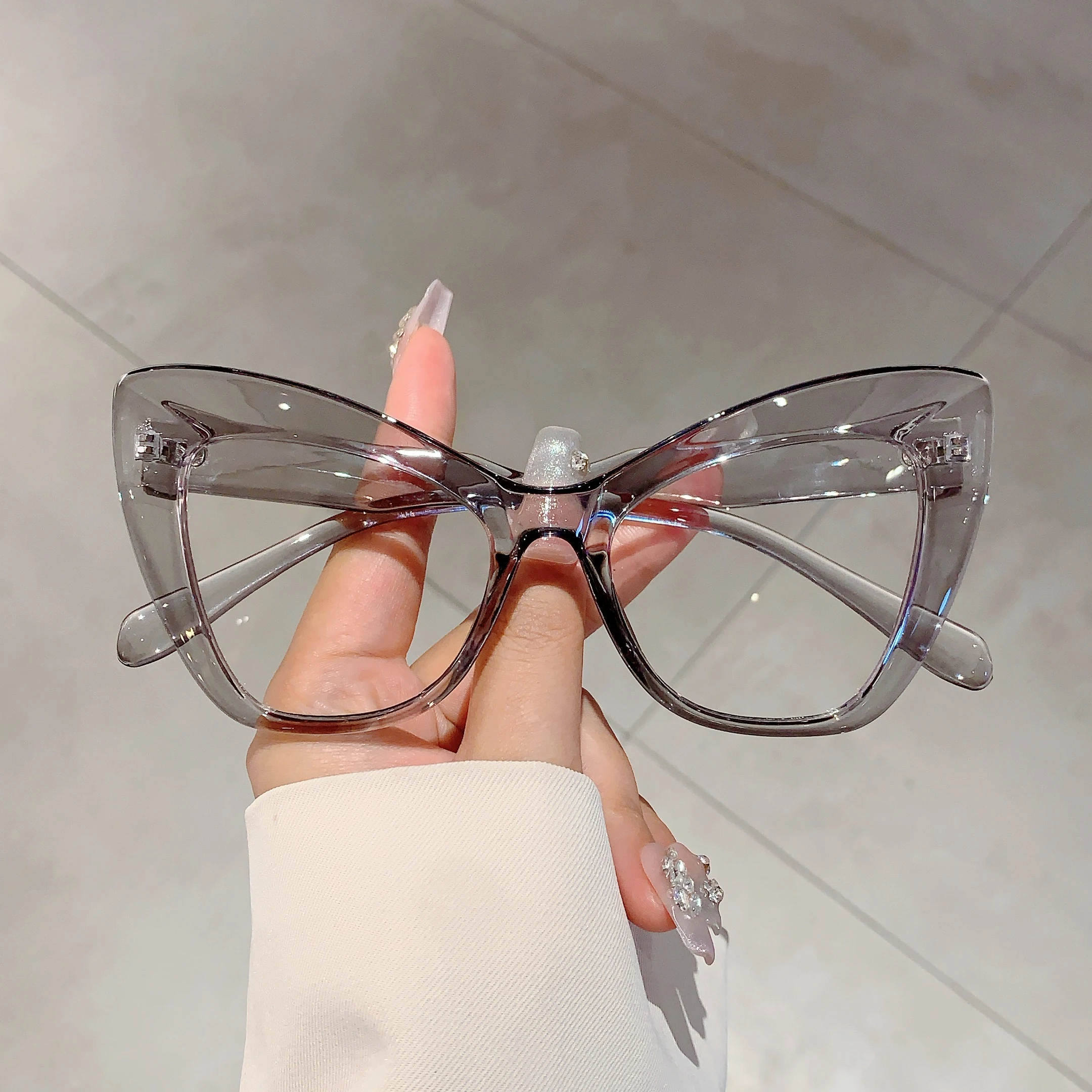 KAMMPT Oversized Cat Eye Glasses Women Stylish Vintage Blue Light Blocking Eyewear Butterfly Shaped Candy Color Rim Eyeglasses