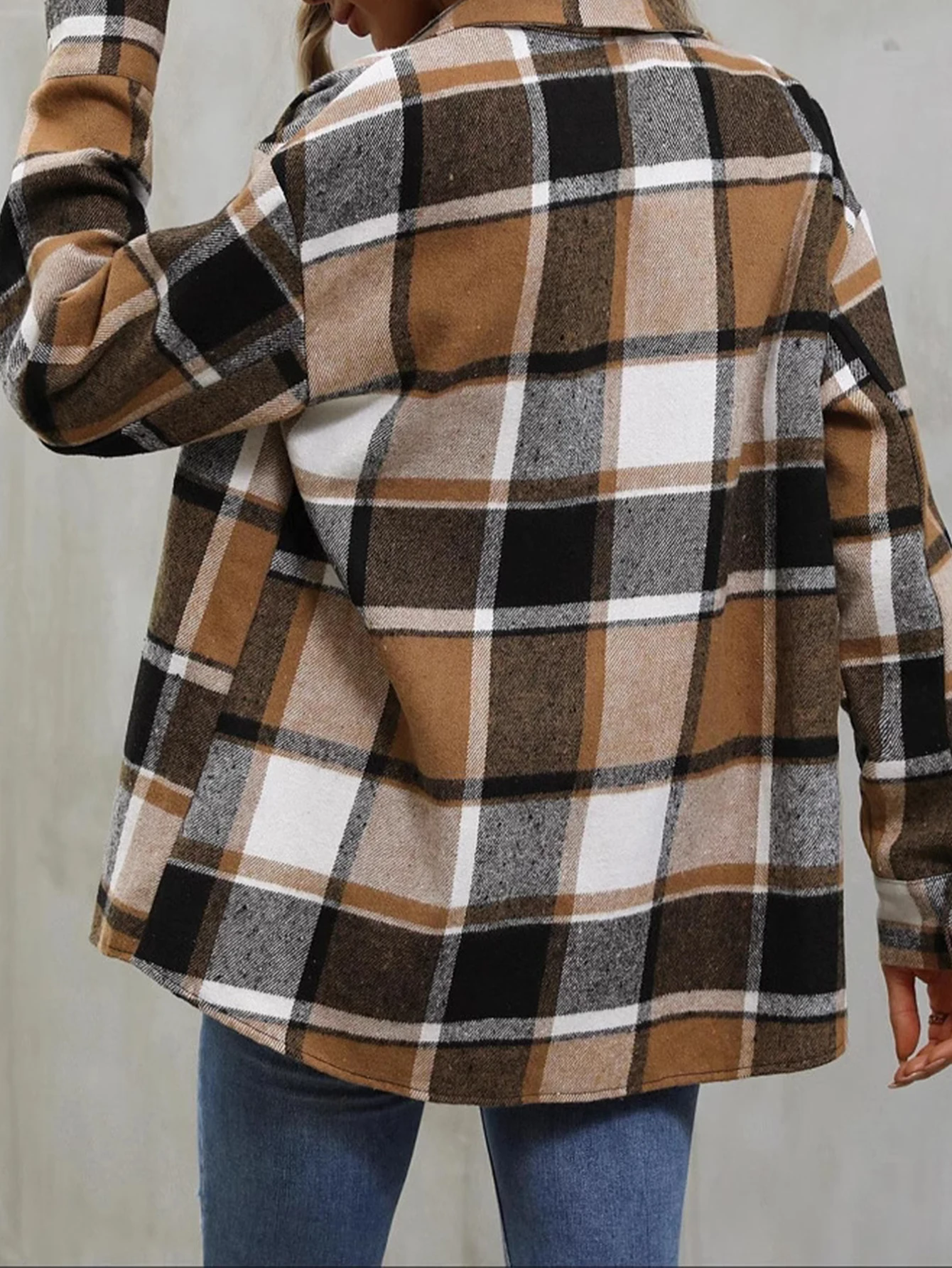 Camicie da donna 2025 per tutte le stagioni, comode camicie a maniche lunghe scozzesi, colletto monopetto, vestibilità ampia quotidiana