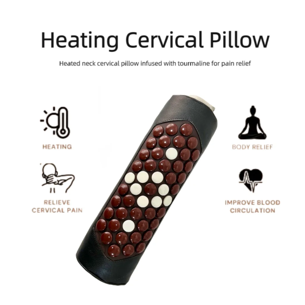 Portable Shiatsu Tourmaline Jade Stones Cervical Pillow With Heating Pad For Neck And Shoulders Health Care Products