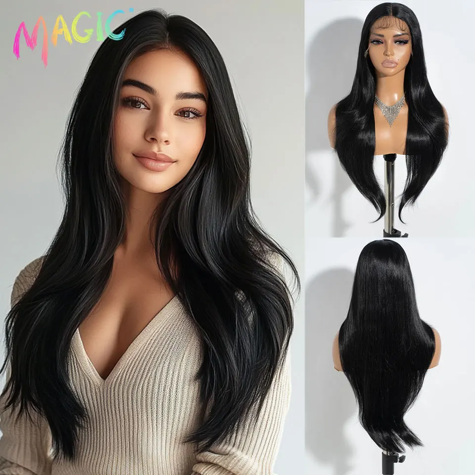 

Волшебный синтетический парик фронта шнурка 28-дюймовый парик фронта шнурка Длинный прямой парик шнурка Ombre Светлые парики для женщин Косплей парик