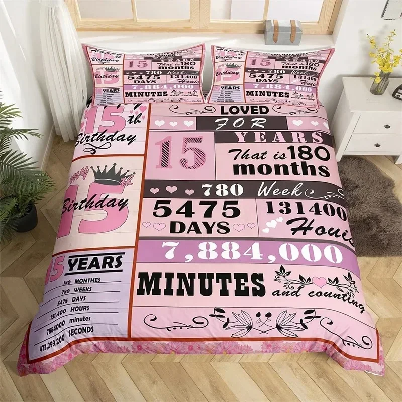 

3D Print Birthday Calendar Bedding Set Happy Birthday Party Duvet Cover Microfiber Birthday Gifts Comforter Quilt Cover