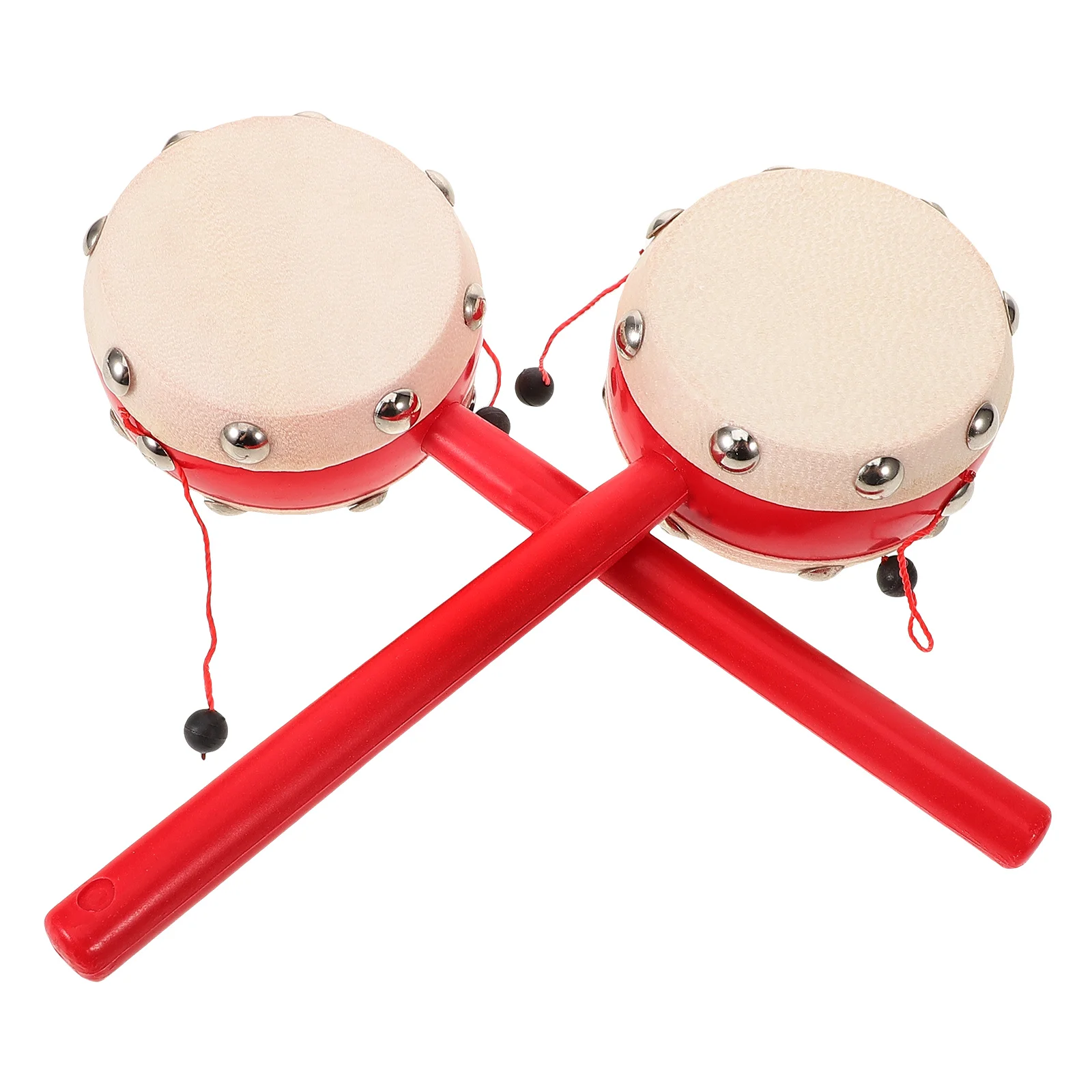 Juguetes de tambor sonajero para bebé, instrumento Musical tradicional de madera de doble cara, regalos, estimulación, escucha, mano y ojo, 2 uds.