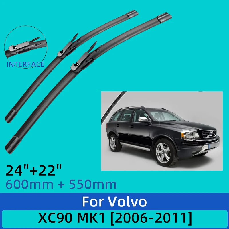 

2PCS For Volvo XC90 MK1 2006-2011 2007 2008 2009 2010 24"+22" Front Wiper Blades Windshield Windscreen Window Cutter Accessories