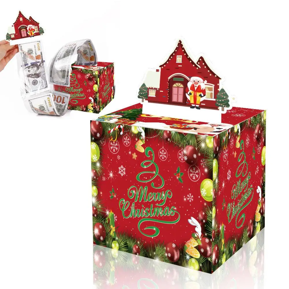 Happy Birthday Merry Christmas Surprise Money Box Birthday Gift Cash Box Birthday Pull Fun Box Gift S3Q5