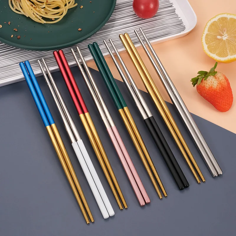 304 Stainless Steel Chopsticks Creative Anti-ironing Household Children's Public Chopsticks Korean Alloy Anti-mold Chopsticks