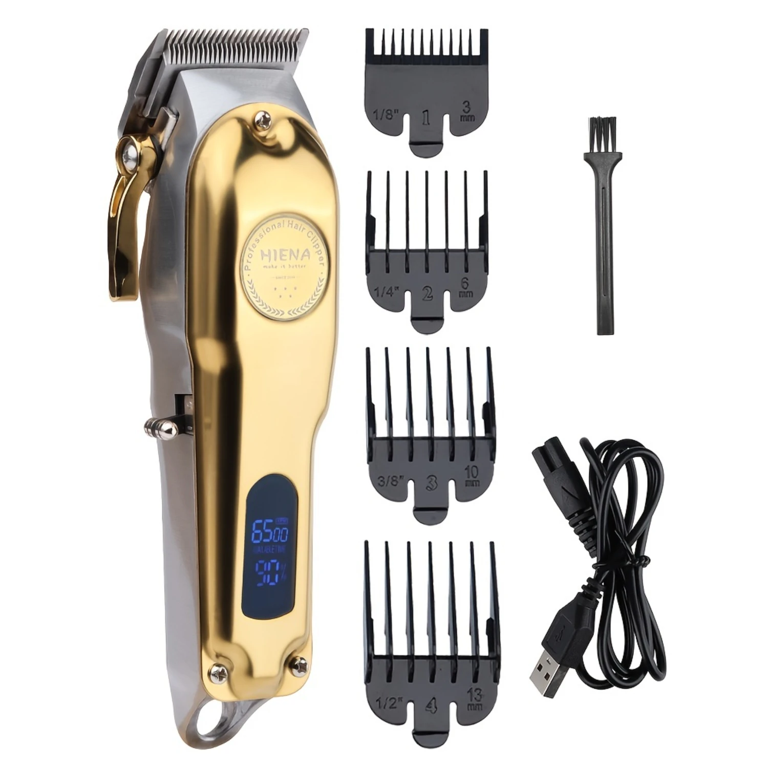 High-Quality Complete Cordless Barber Clipper Kit - Professional Mens Grooming Set with LED Display and Premium Zero Gap T-Blad