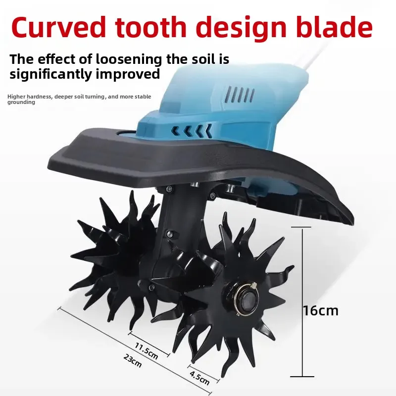 Lithium Battery Micro-tiller, Scarifier, Agricultural Weeding, Ditching, Soil Loosening, Hedge Machine, Portable Multi-functiona view 4