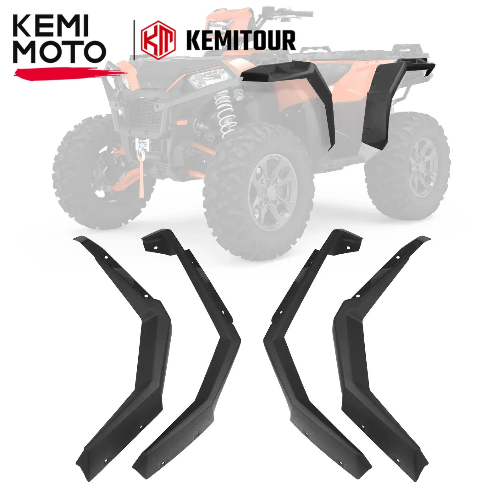 

KEMIMOTO ATV #2882455 Front Rear Mud Fender Flares Compatible with Polaris Sportsman 850 XP 1000 2017-2023 Extended Mud Flaps