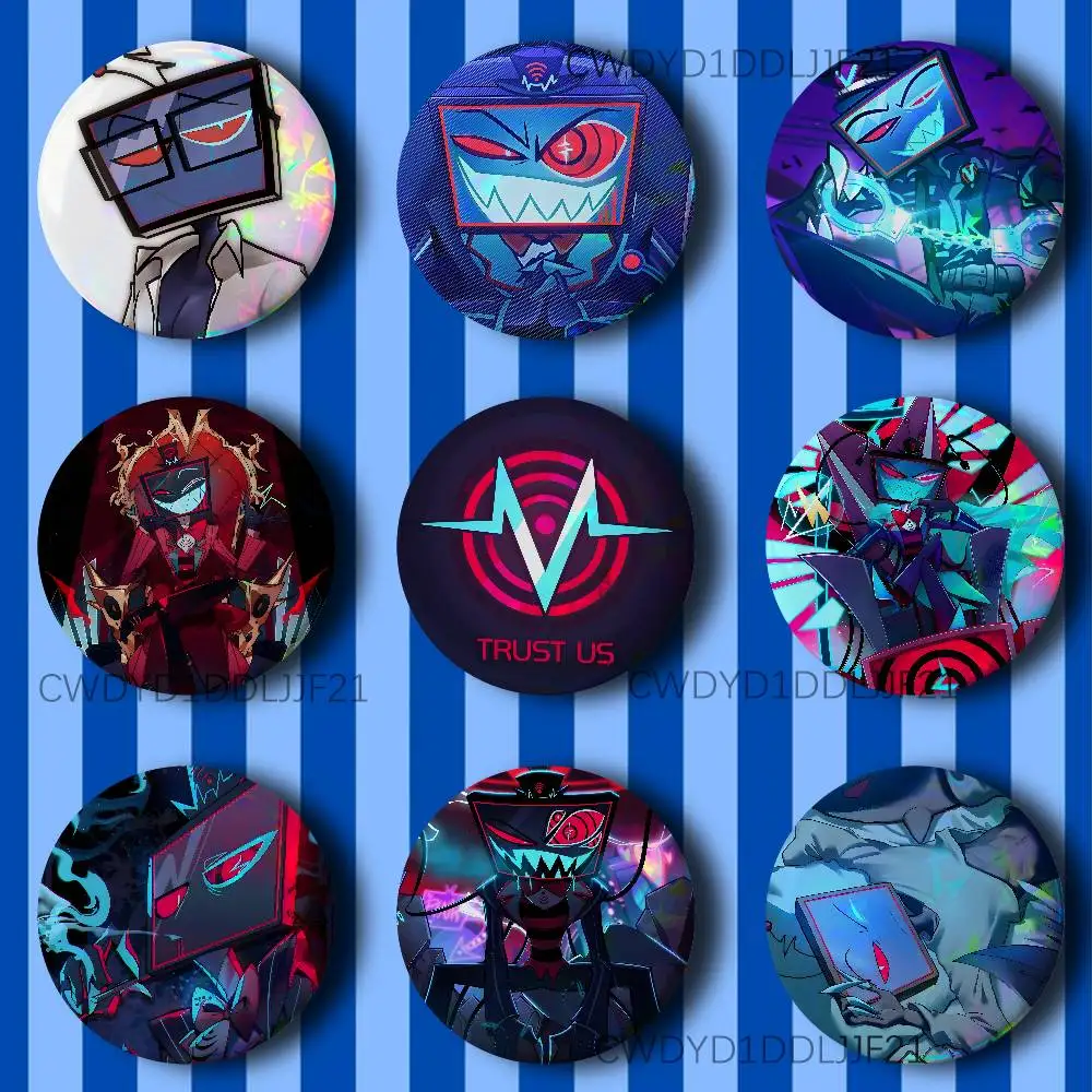 H-Hazbin VOX H-Hotel Trust Us Button Pins Cartoon Badge Round Brooch on Backpack Accessories Jewelry Gift for Friend