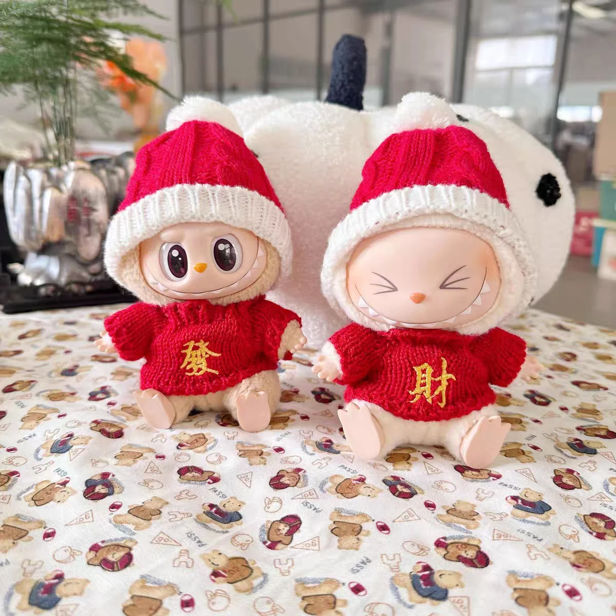 For 15cm Labubu V1 V2 New Year Sweaters With Wealth and Blessings Dolls Accessories Labubu Ropa