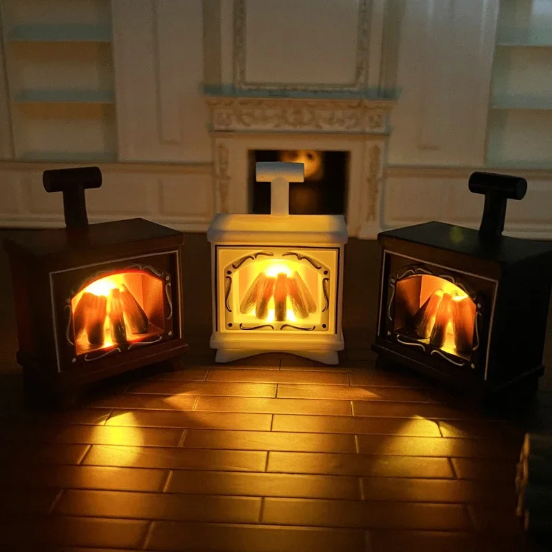 LED Mini Fireplace Night Light Creative Home Decoration Electronic Candle Night Lamp Children\'s Bedroom Deco Small Table Lamps