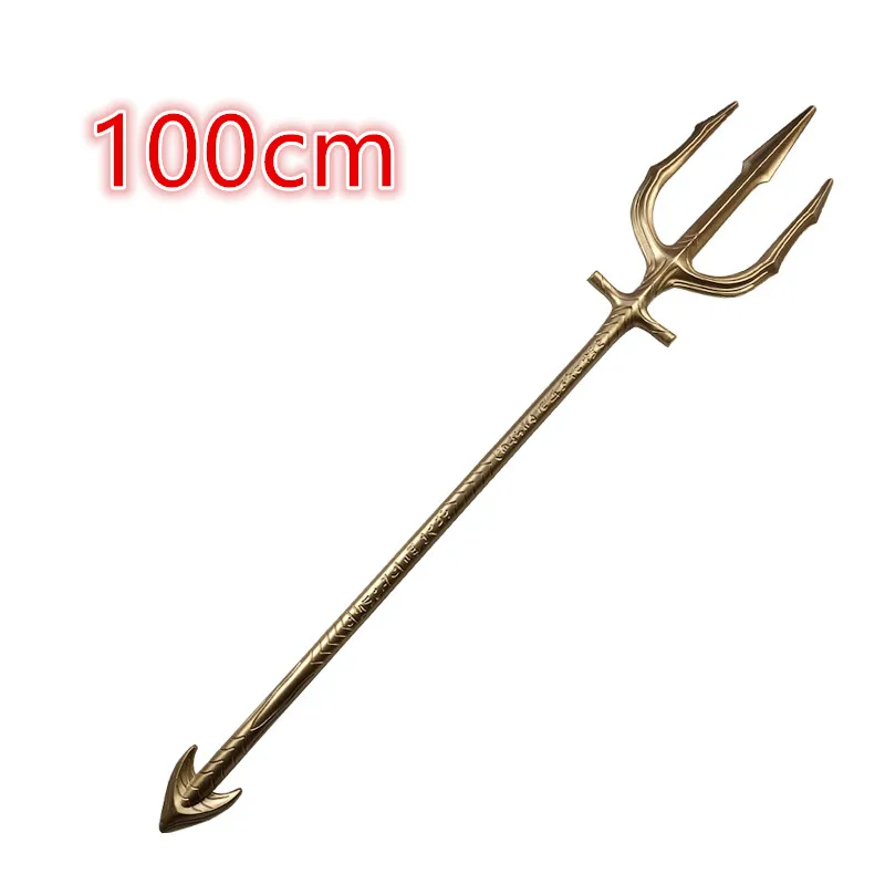 Cosplay 100cm Aquaman fork Trident Game Movie Toy Weapon Sword Adult Kid Gift Gold Fork Retro Safety PU Weapons Flexible