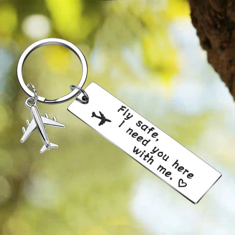 New Fly Safe I Need You Here With Me Keychain Pendant Pilot Flight Attendant Gift Key Chain Airplane Jet Traveler Gift