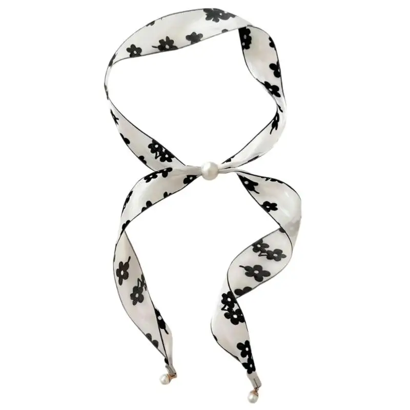 31BB Dotted Scarf Neckerchief Skinny Scarf Necktie Vibrant Color Silk Feeling Belt