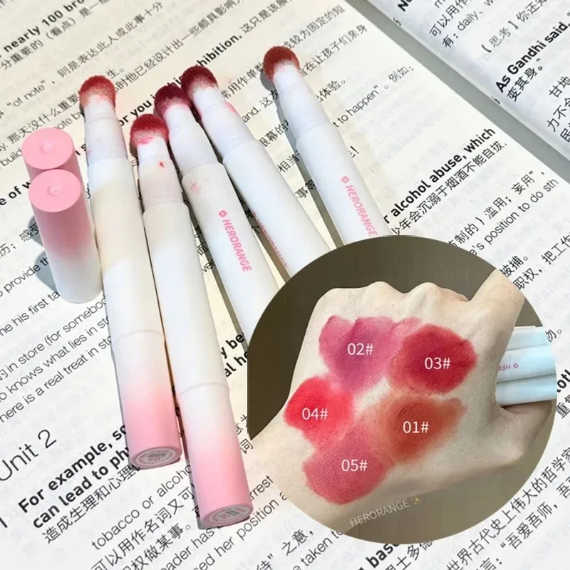 Liquid Lipstick With Cushion Applicator Velvet Matte Lip Gloss Moisturizing Creamy Soft Liquid Blush Lip Stick Multi-uses Makeup