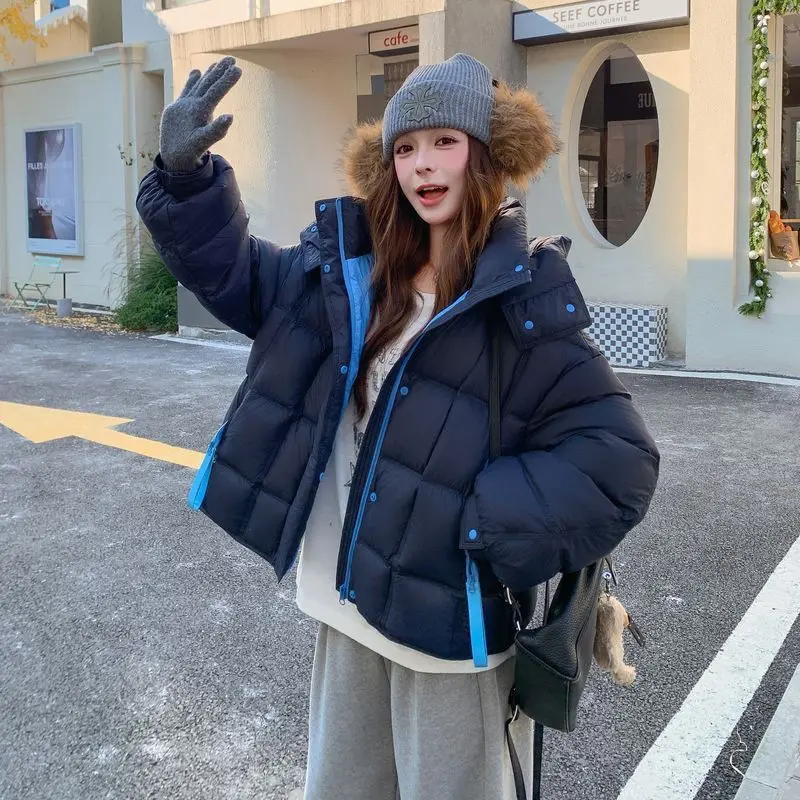 Premium Fried Street Retro Coffee-colored Hooded Puff Cotton-padded Jacket for Women's Winter New Thickened Warm Cotton-jacket