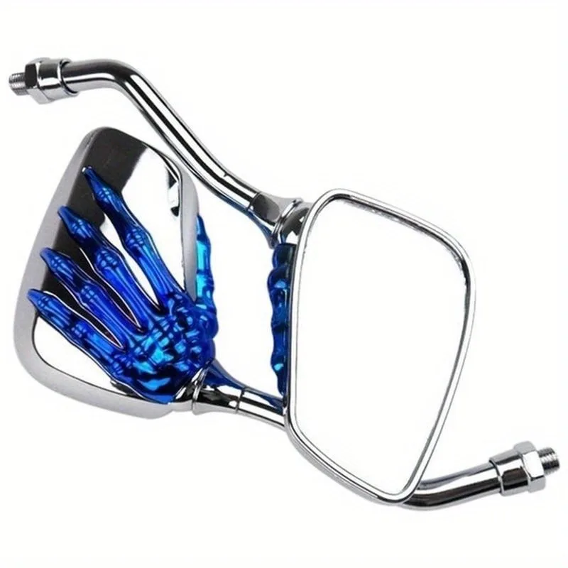 2Pcs (Left & Right) Universal Bicycle Rear Mirror Chrome Motorbike Skeleton Skull Hand Claw Rearview Scooter Mirror