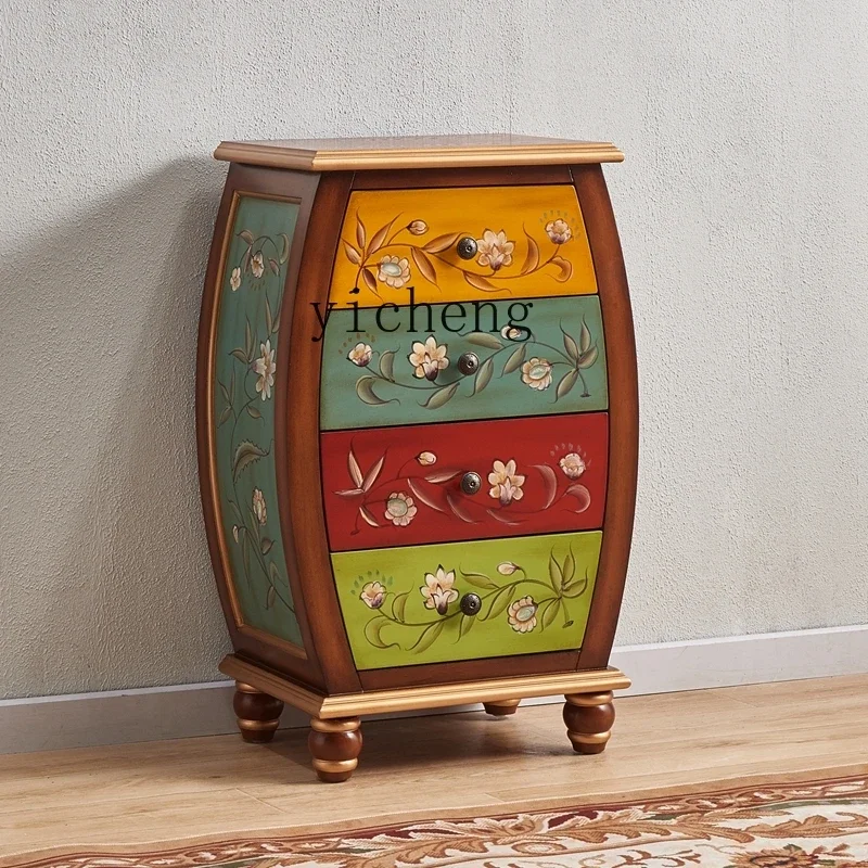 

ZK American bucket cabinet retro painted solid wood storage drawer bucket kitchen Chinese narrow vertical cabinet
