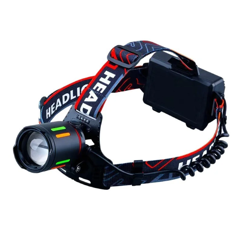 Protective White Laser High Power LED Headlamp Type C Rechargeable Zoom Headlight for Outdoor Night Fishing Patrol