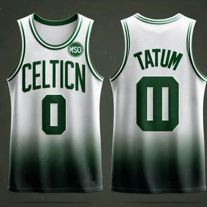 24/25 Newest Green Celtics No. 0 Tatum Basketball Vest Casual Sports Men's Boys Same Summer Sleeveless T-Shirt Breathable