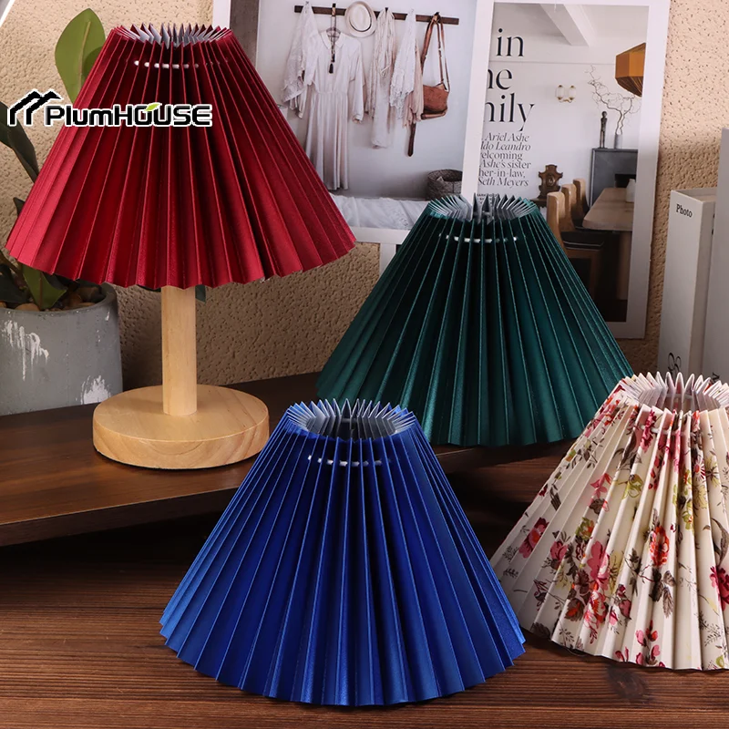 

1Pc Ceiling Decor Fabric Pleated Lampshade Modern Washable Table Lamp Cover DIY Retro Chandelier Cloth Cover Living Dining Room