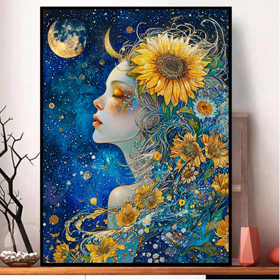 Sunflower Fairy Goddess DIY Diamond Painting New 2024 Mosaic Cross Stitch Kits Art Rhinestone Embroidery Picture Home Decor W536