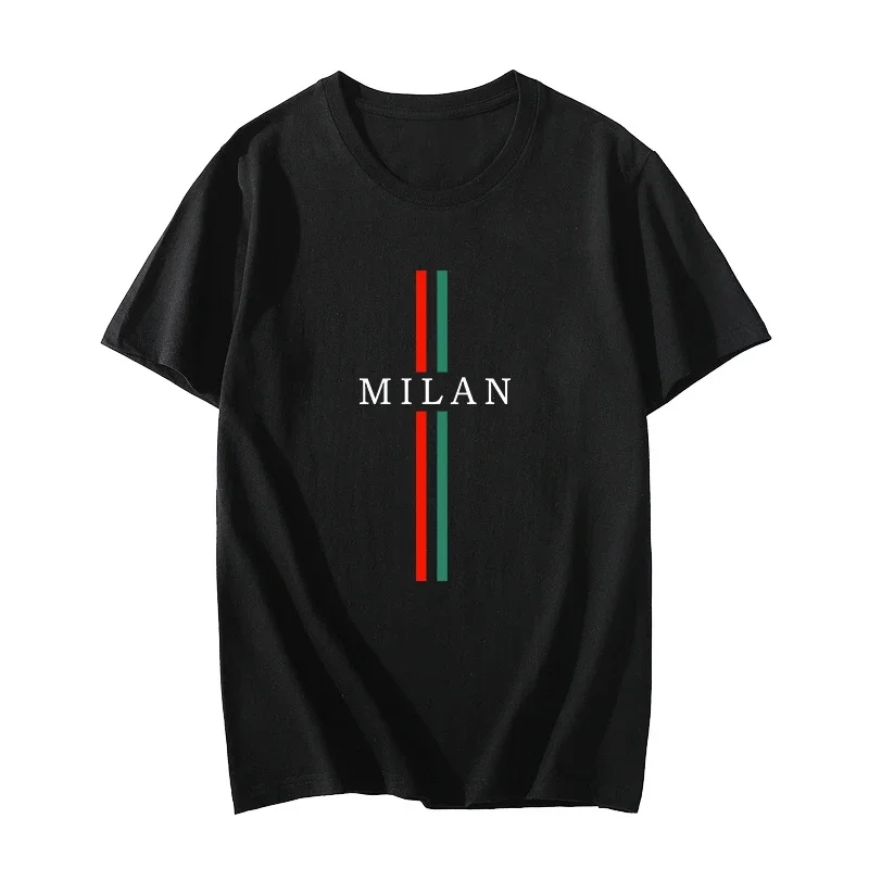 Milan Fashion T-shirt for Men 2025 Hot Sale Pure Cotton Tee Shirts High Quality Male Casual Sports Short Sleeved Round Neck Tops