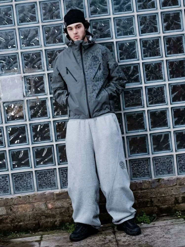 

Trendy American Street Hip Hop Patchwork Embroidery Sports Knitted Long Pants for Men Casual Straight Leg Pants Elastic Waist