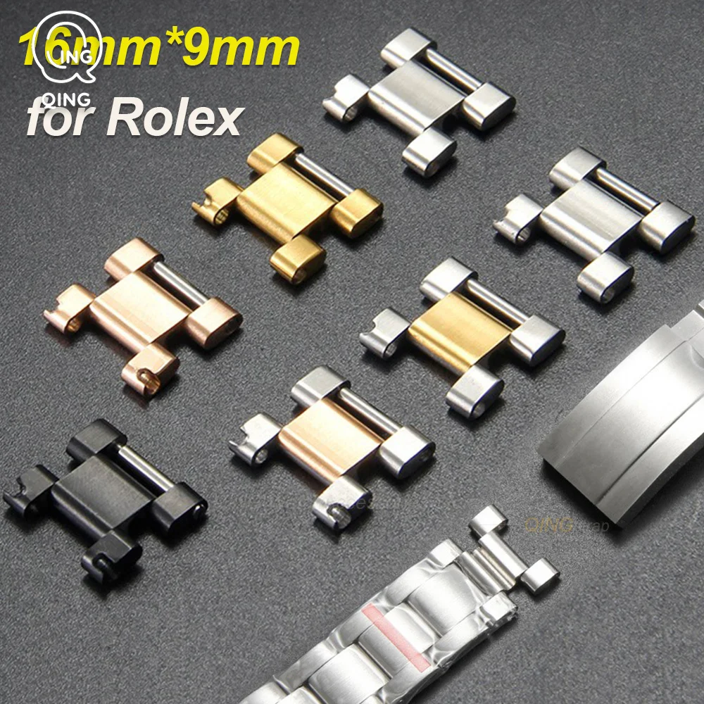 New 16mm*9mm Stainless Steel End Link Tail Pieces Replacement for Rolex Daytona GMT Submariner Water Ghost Yacht Strap Connector