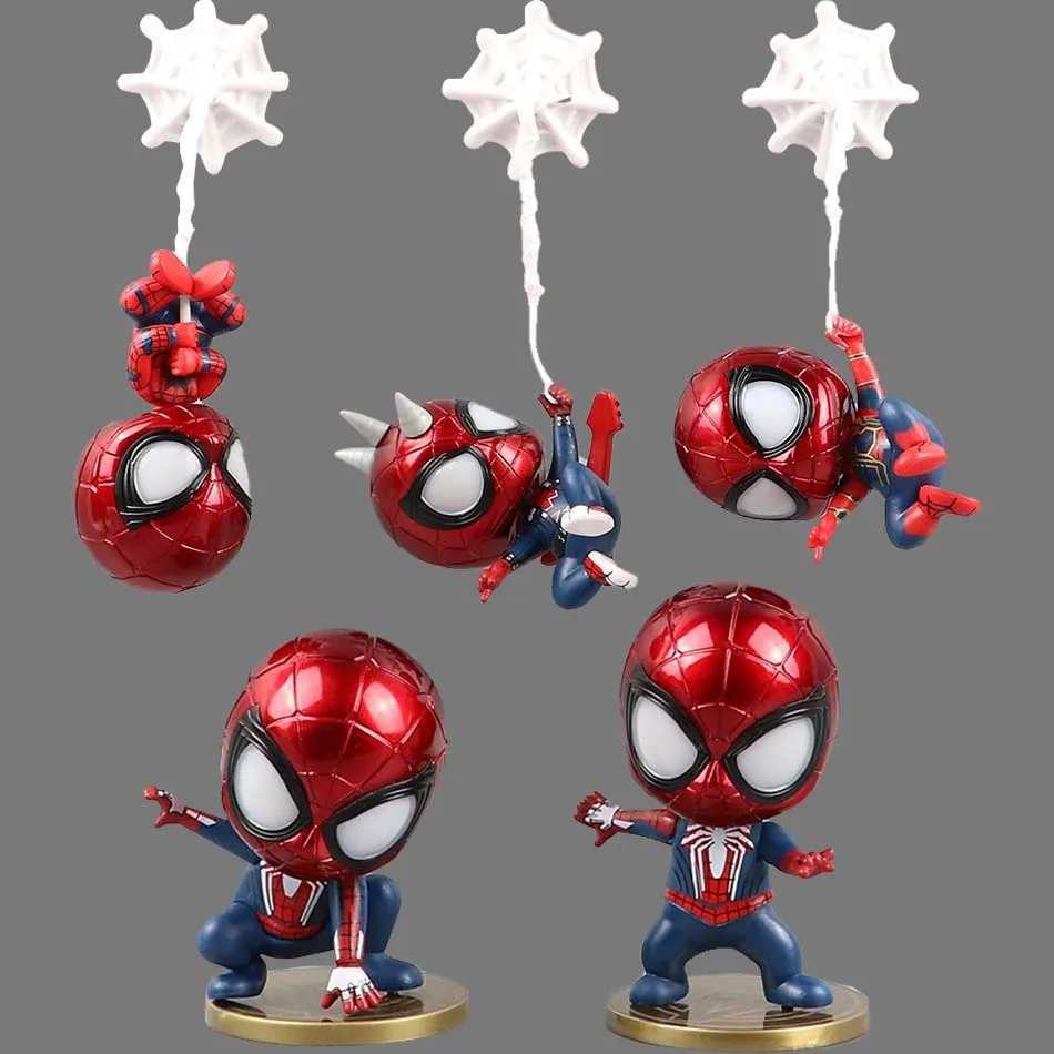 

5Pcs/set The Amazing Spiderman Model Toys Anime Figurine Cute Spider-Man Character Car Center Console Decor Ornament Gifts