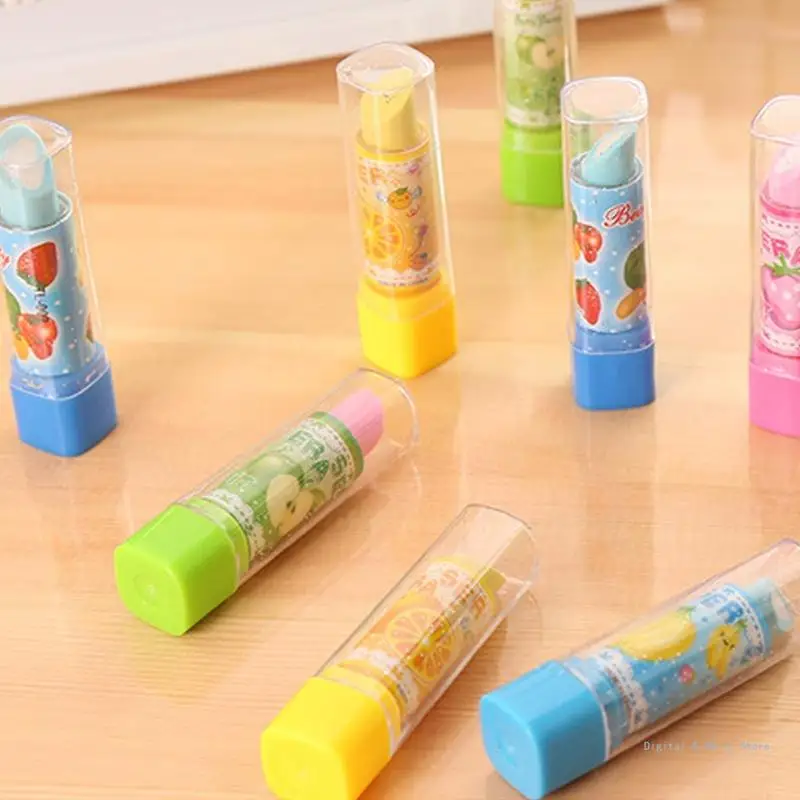 M17F Lovely Lipstick Pencil Eraser Correction Rubber Stationery for Students Children