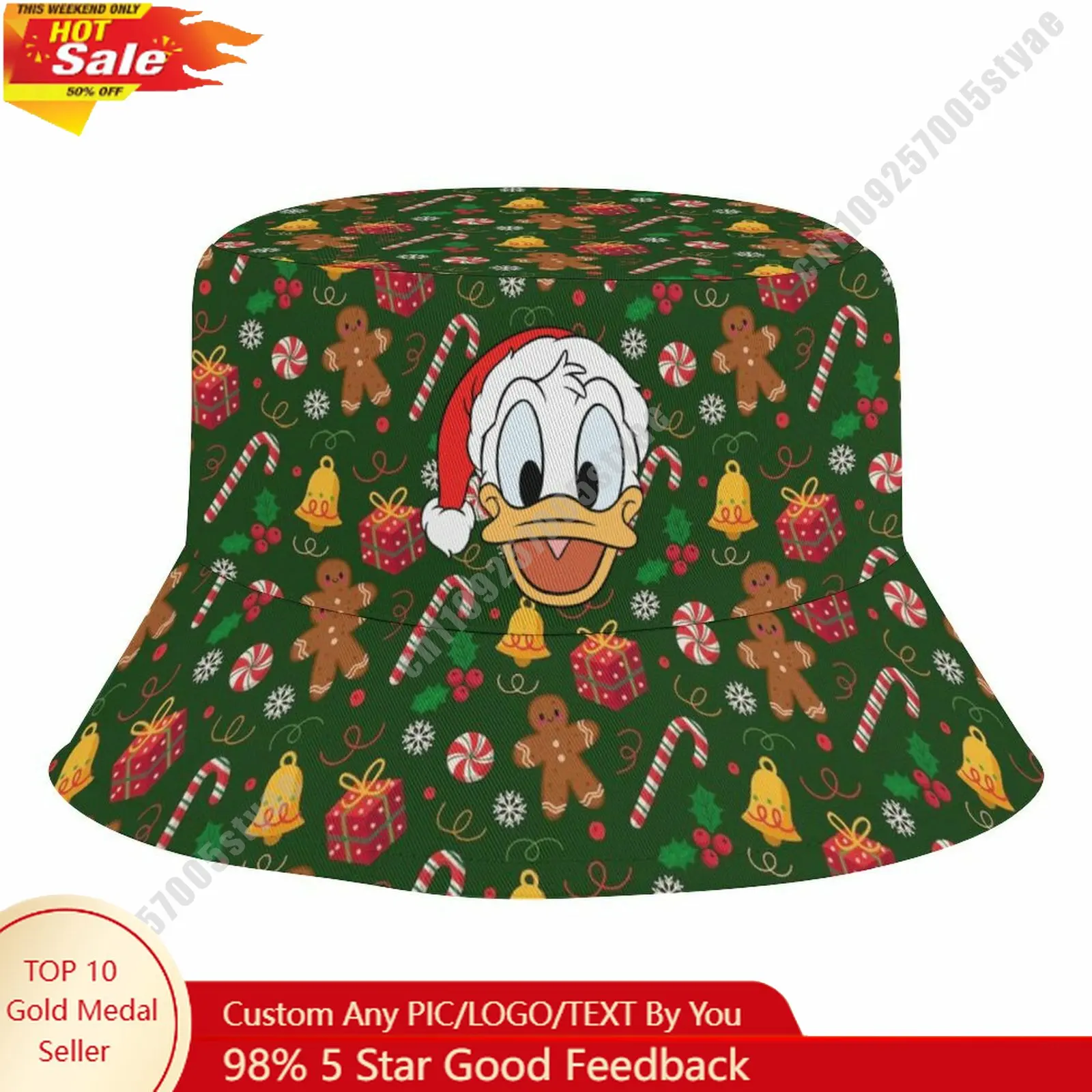 

Donald Duck Bucket Hat Disney Cartoon Character Custom Design Upload Your Image Logo Fisherman Hat 50–54cm Head Circumference