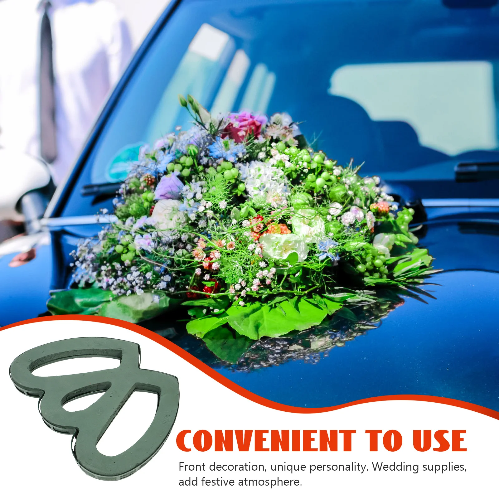 

Heart-hearted Printing Mud Shaped Flower Bouquet Holder Sucker Wedding Decor Plastic Car Decoration