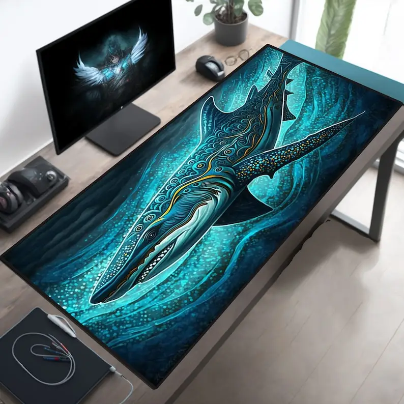 Shark Mouse Pad, Animal Mousepad, Beach Desk Mat, Ocean Desk Pad, Big Gaming Mouse Pad, Gaming Accessories,900*400MM Gamer Rug