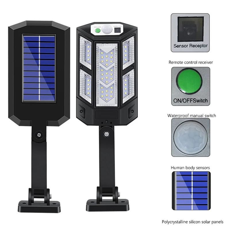 【FAVORITE!】Irradiation 500㎡ Solar Light For Outdoor Sunlight Motion Sensor IP65 Waterproof Garden Street Wall External Solar Lam