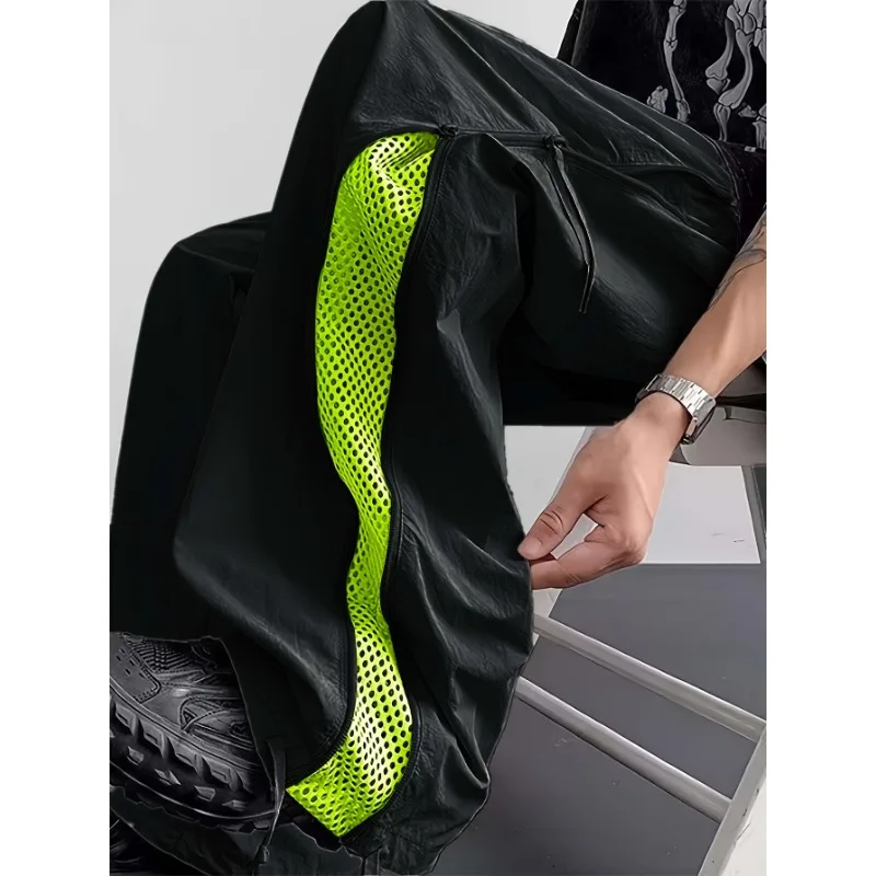 UETEEY Men's Casual Cargo Pants Loose Fit Summer Quick Dry Breathable Mesh Lightweight Outdoor Hiking Drawstring Male Trousers