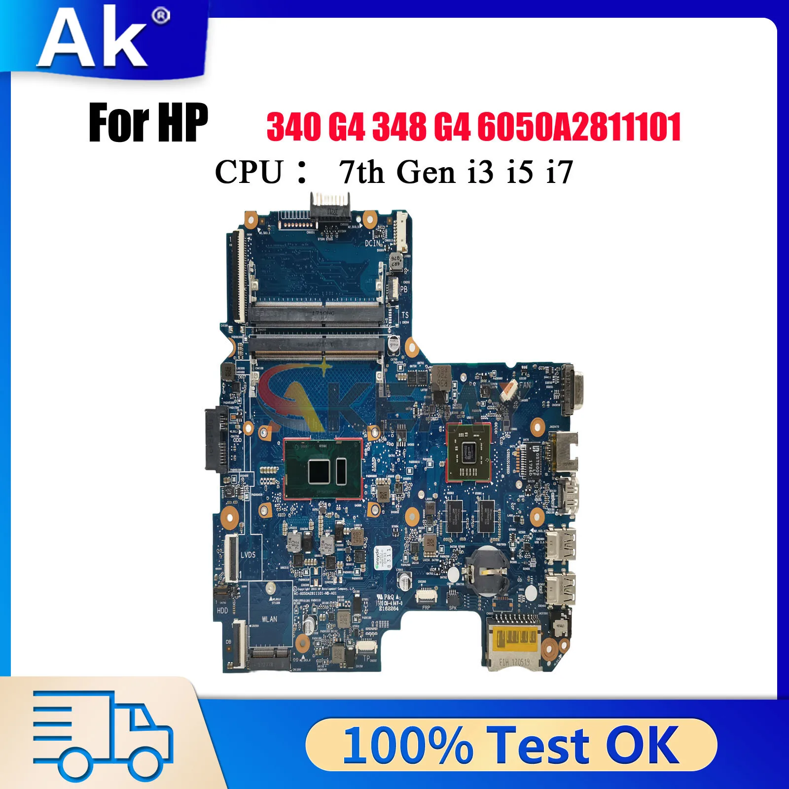 

6050A2811101 Материнская плата для ноутбука HP 340 G3 348 G3 с процессором i3 i5 6/7 V2G DDR4 913103-601 100% полностью протестирована