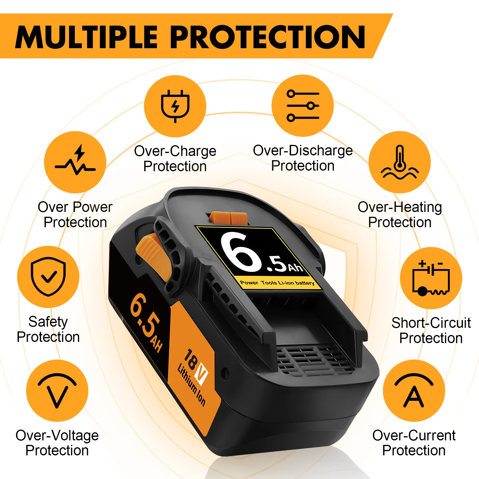 6.5AH ليثيوم أيون 18V لـ RIDGID R 840087   البطارية ر 840083   ر 840085   ر 840086   السعة 6.0/4.0ah سلسلة أدوات الطاقة القابلة لإعادة الشحن سلسلة AEG