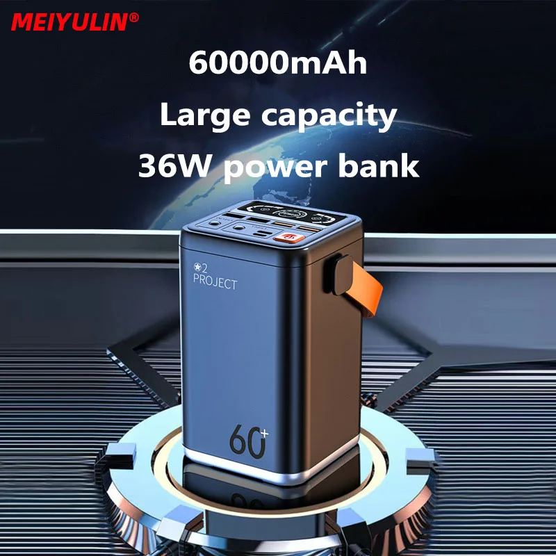 

Portable Power Bank Station 60000mAh PD65W Fast Charge Multiple Ports Emergency Powerbank For iPhone Xiaomi Samsung LED Diaplay